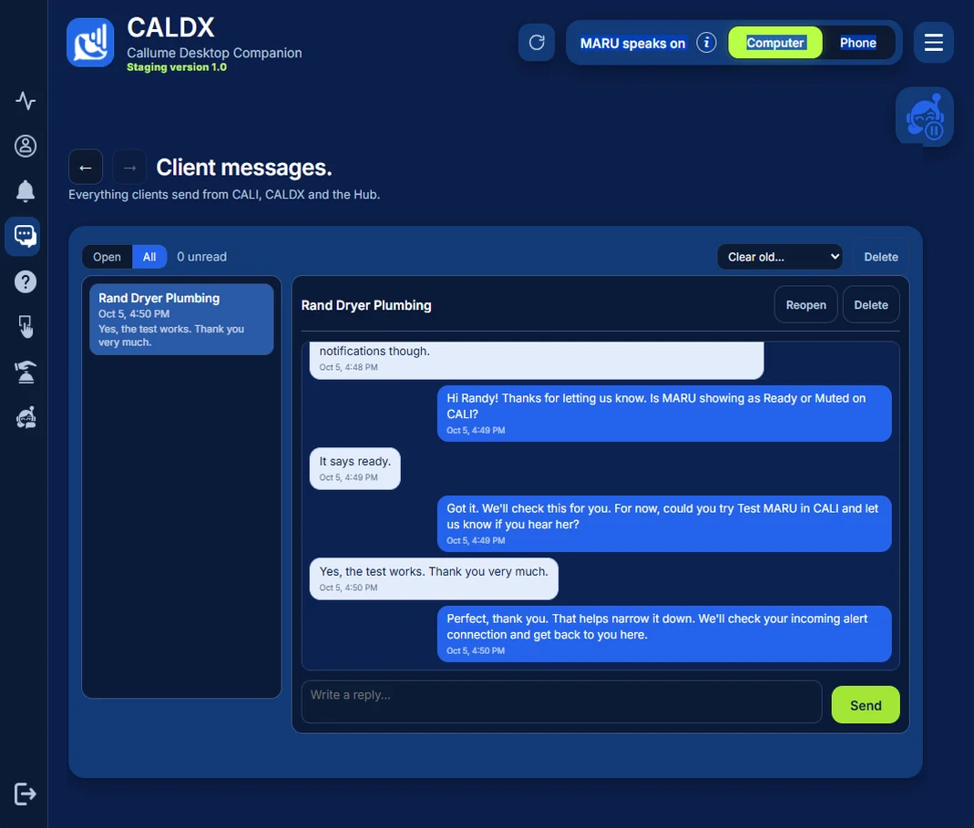 CALDX Ask Us chat